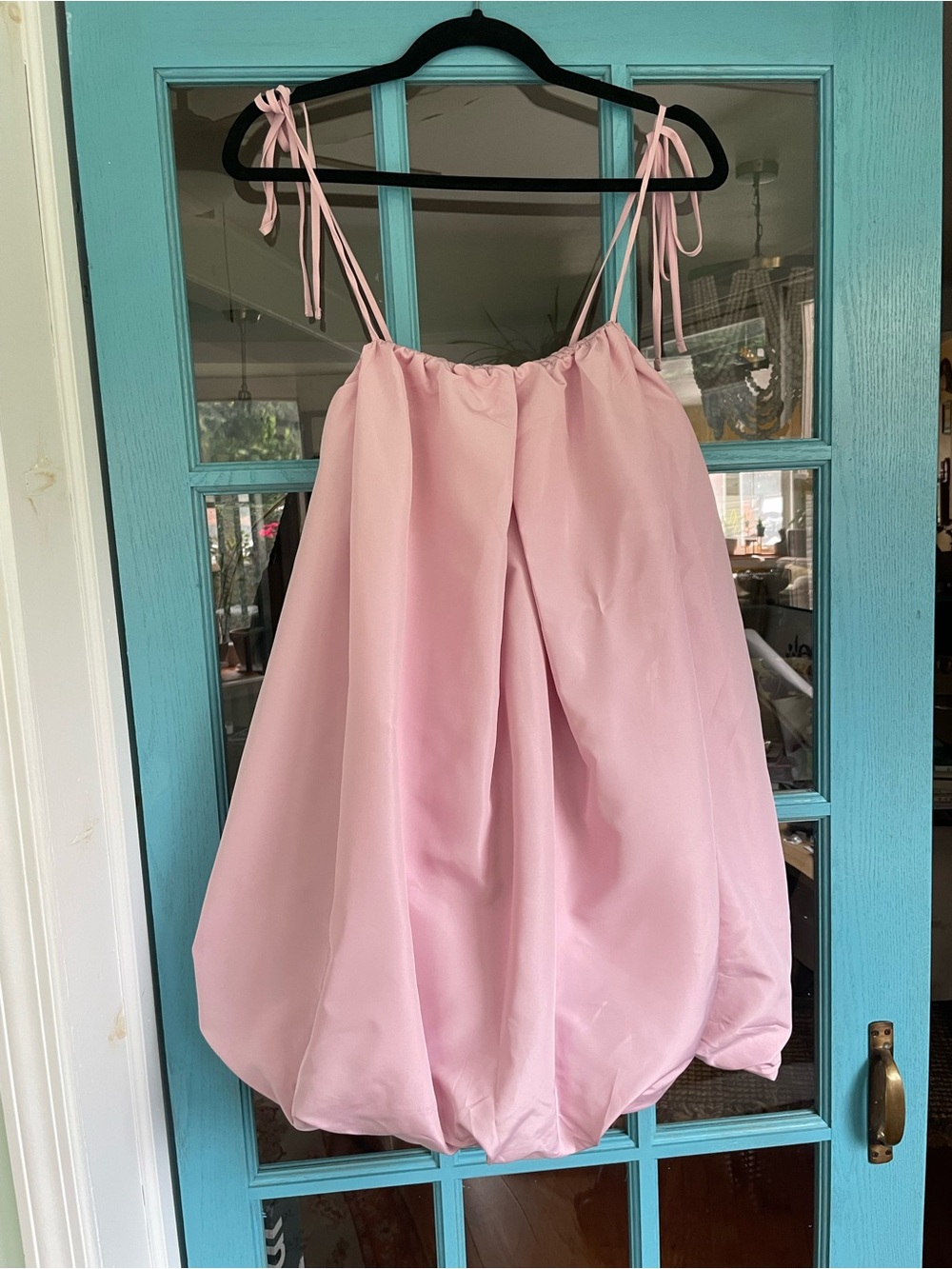 Pink Taffeta Bubble Dress with Tie Straps
